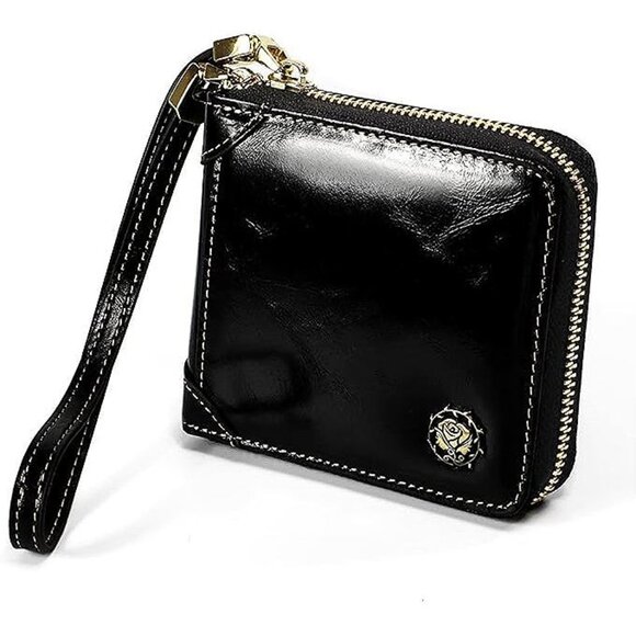 Small Womens Wallet, RFID Blocking Genuine Leather Purse Zip Around Credit Card - Picture 1 of 6